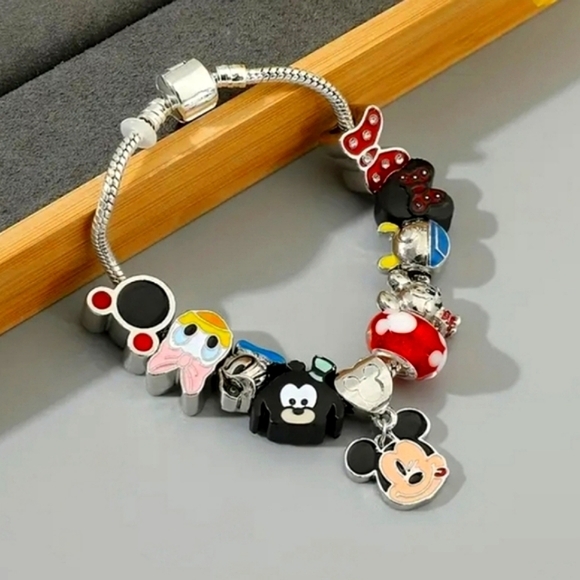 Pandora Style Minnie & Mickey Charm Bracelet - Picture 3 of 5